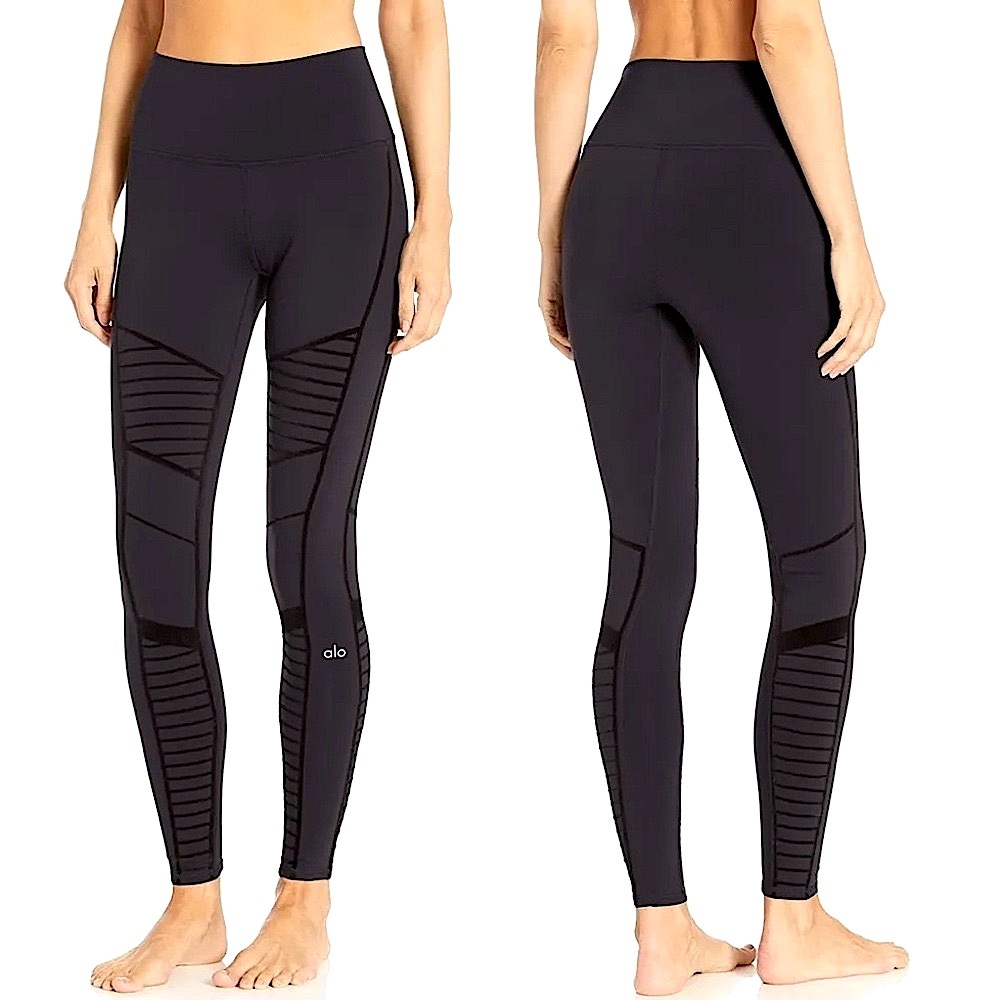 ALO Yoga Flocked Velvet Moto Leggings | S